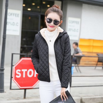 Winter plus velvet lamb hooded Coats Cotton Winter Jacket Womens Outwear coat